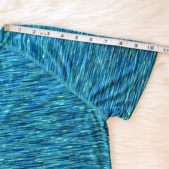 Reebok RBK Blue & Green Marled Performance Short Sleeve Athletic Top Womens S - Picture 8 of 8